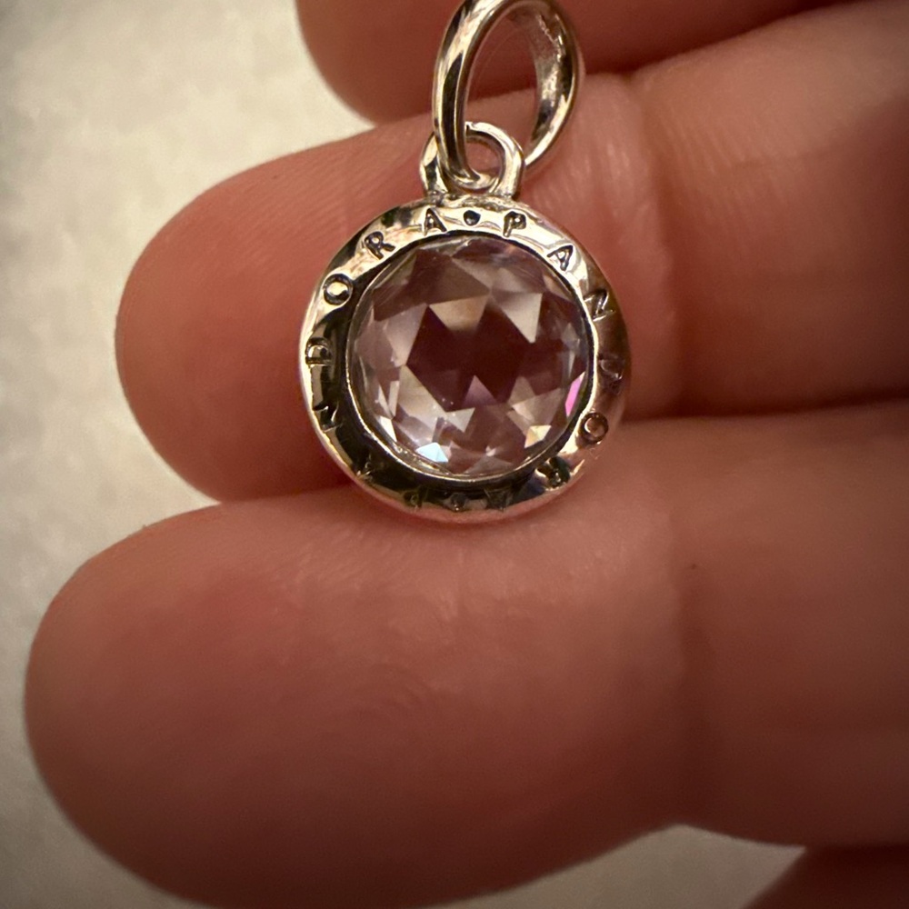 Pandora Silver Necklace with white Gem